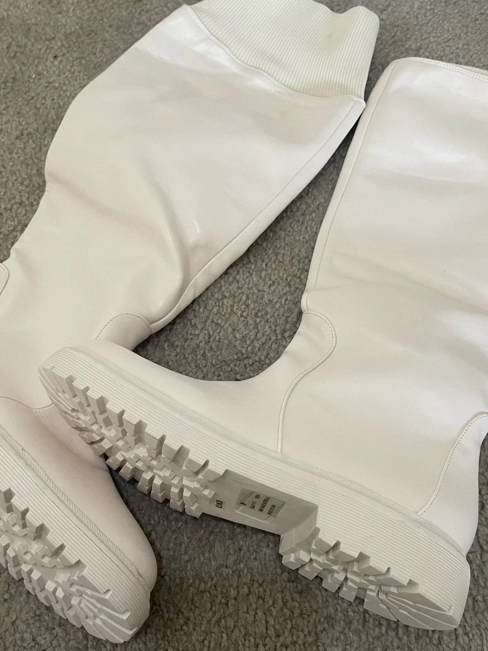 EGO White Over-the-Knee Chunky Sole Boots